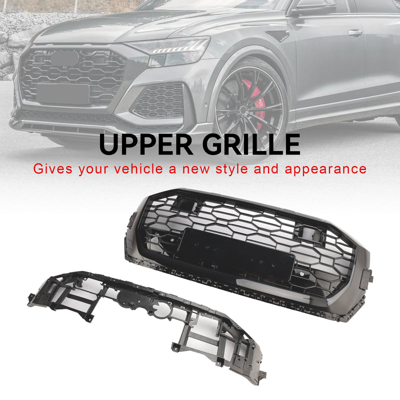 RSQ8 Style Gloss Black Front Honeycomb Mesh Grille Fit Audi Q8/SQ8 2019-2023