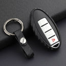 Leather Silicone Car Key Case Cover With Buckle For Nissan
