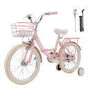 18" Child Bicycle Girls Bike with auxiliary wheels & Rack & Basket Pink
