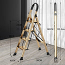 4 Step Ladder 330lb Capacity Portable Folding Step Stool with Anti-Slip Sturdy and Wide Pedal Multi-Use Aluminum Stepladder for Home Kitchen Office Gold