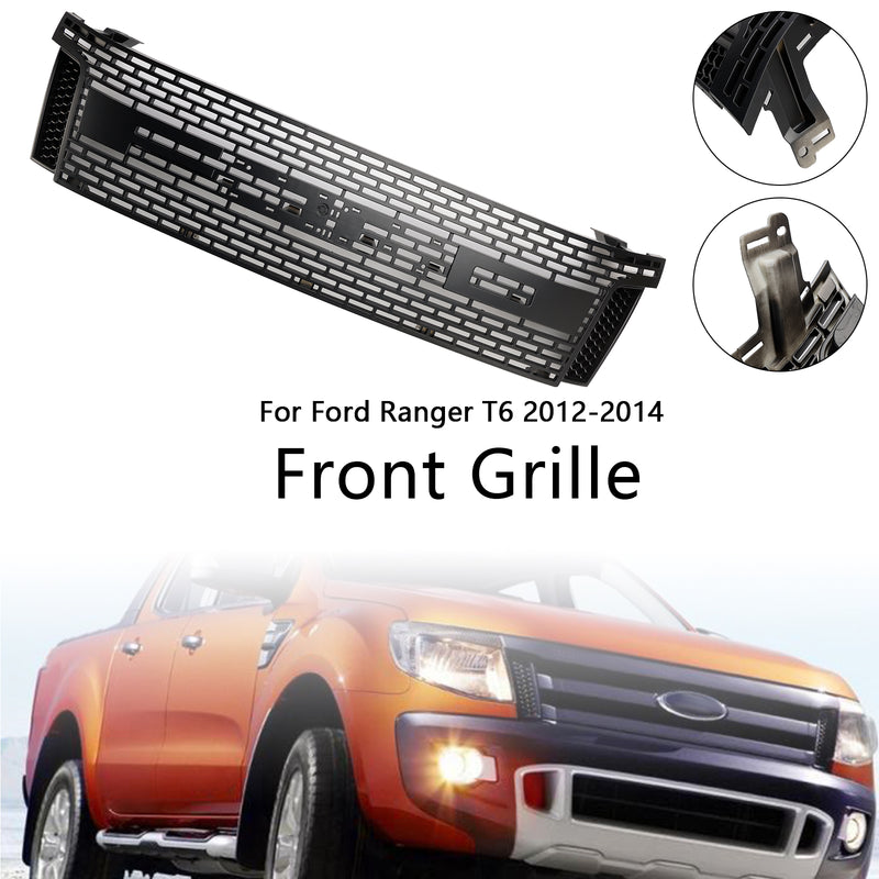 Matt Black Front Bumper Grill Grille Fit Ford Ranger T6 PX1 2012-2014