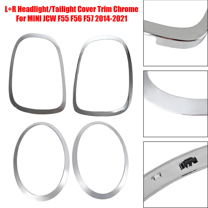 MINI JCW F55 F56 F57 2014-2021 L+R Headlight Tailight Cover Trim Chrome