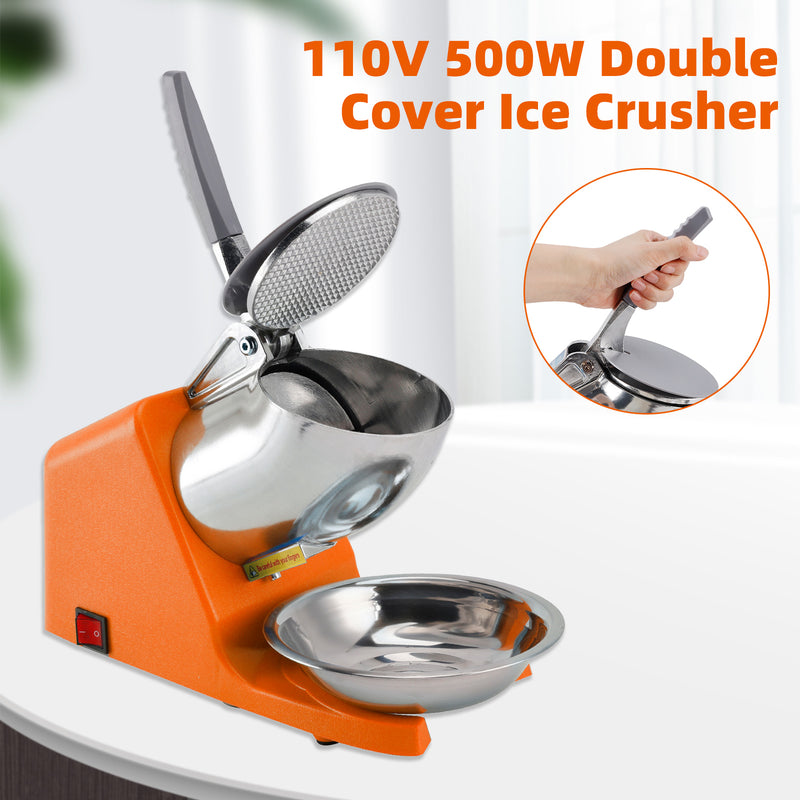 Electric Ice Crusher Machine 143LBS/Hr Snow Cone Maker Ice Shaver 500W