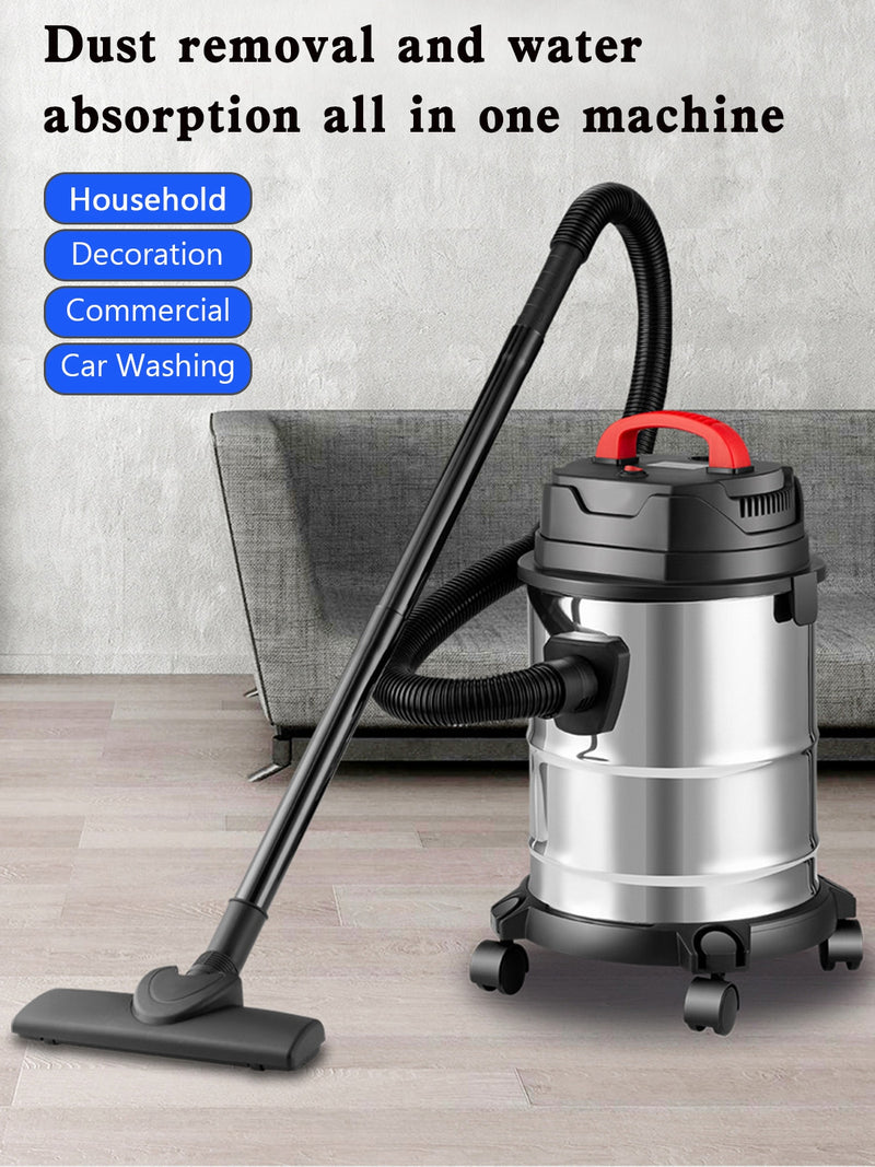5 Gallon Steel Stainless Wet/Dry Canister Vac Shop Vacuum Cleaner 1800W