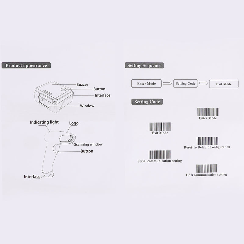 Automatic USB Laser Scan Multi-Mode Barcode Scanner Gun Bar Handheld Code Reader
