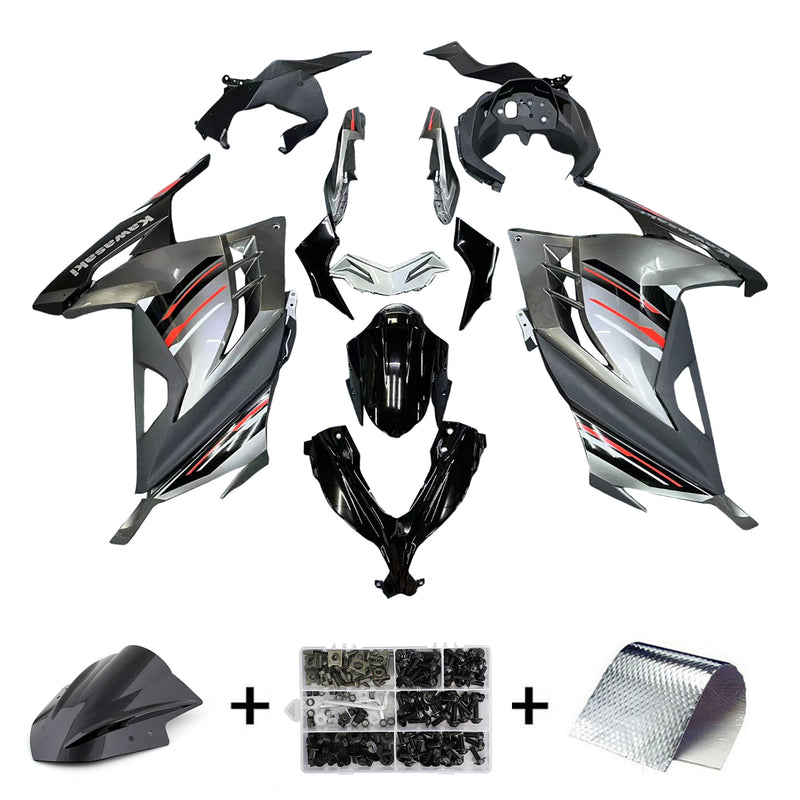 Fairings 2013-2017 Plastics Kawasaki Ninja 300R EX300R Grey Black Ninja  Generic