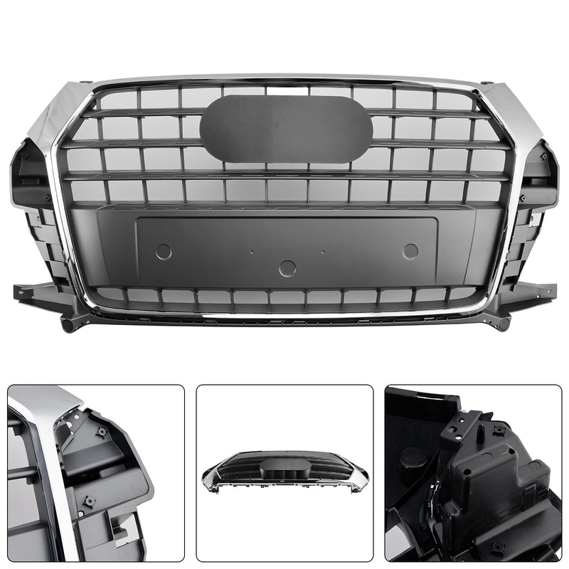 Chrome Front Bumper Grill Grille 8U0853653M Fit Audi Q3 8U 2016-2018 Facelift