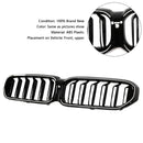 Double Slat Front Kidney Grille Fit BMW 5 Series G30 G38 2021-2024 Gloss Black