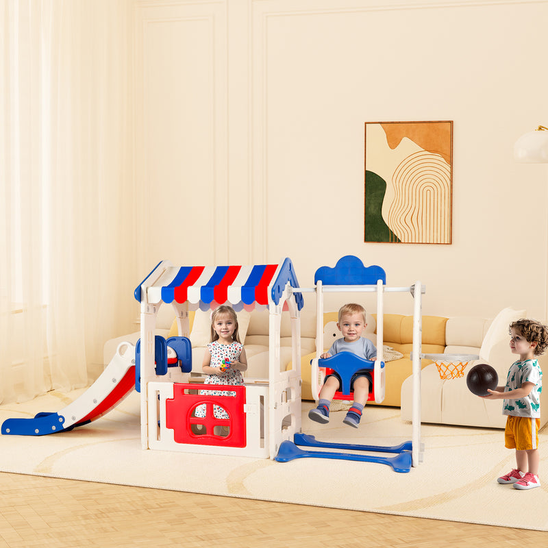 Kid Playset Structure With Slide,Swing And Playhouse Indoor Outdoor Activity