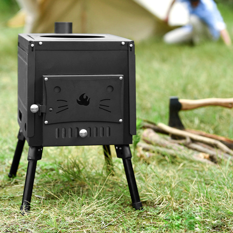 Outdoor Portable Camping Wood Stove Picnic Cook Folding Heating Wood Burning