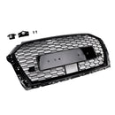 RS3 Style Honeycomb Front Grille Grill Fit Audi A3 S3 2017-2019 W/ACC Black