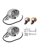 Motorcycle Beam Headlight Fog Lamp Custom Chrome