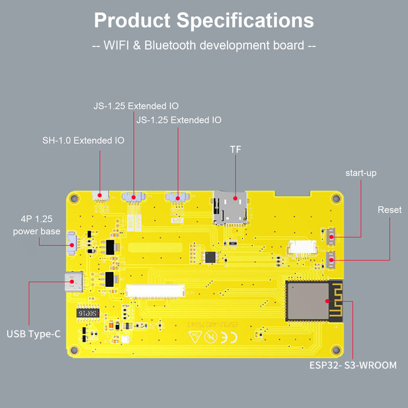 ESP32 Development Board 4.3" LCD Smart Display WiFi Bluetooth Module PSRAM 16M