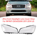 2Pcs Front Headlight Lens Cover For INFINITI QX56/QX80 2011-2014 US