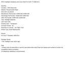 2PCS Headlight Headlamp Lens Cover Shell For AUDI TT 2008-2014