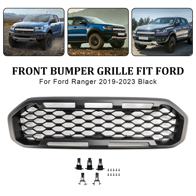 Front Bumper Grill Grille Fit Ford Ranger T8 2019-2023 Black