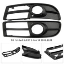 1 Pair Front Bumper Fog Light Grill Cover Bezel For Audi A4 B7 S-Line S4 2005-08