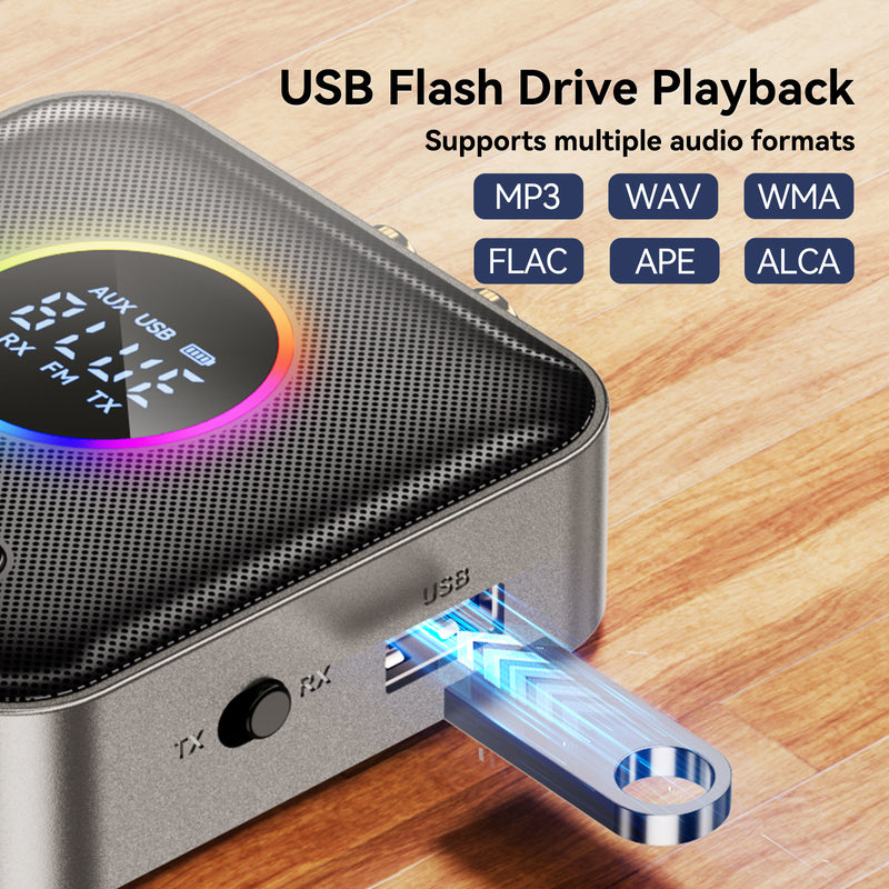 5.4 Bluetooth Receiver Audio Adapter FM Transmitter Lossless U Disk One to Two