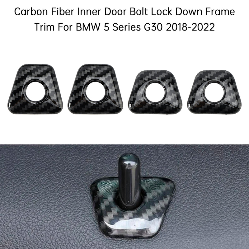 Carbon Fiber Inner Door Bolt Lock Down Frame Trim For BMW 5 Series G30 18-22