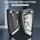 Aluminum Alloy TPU Silvery Car Key Case Cover With Buckle For BMW x3 x1 x5