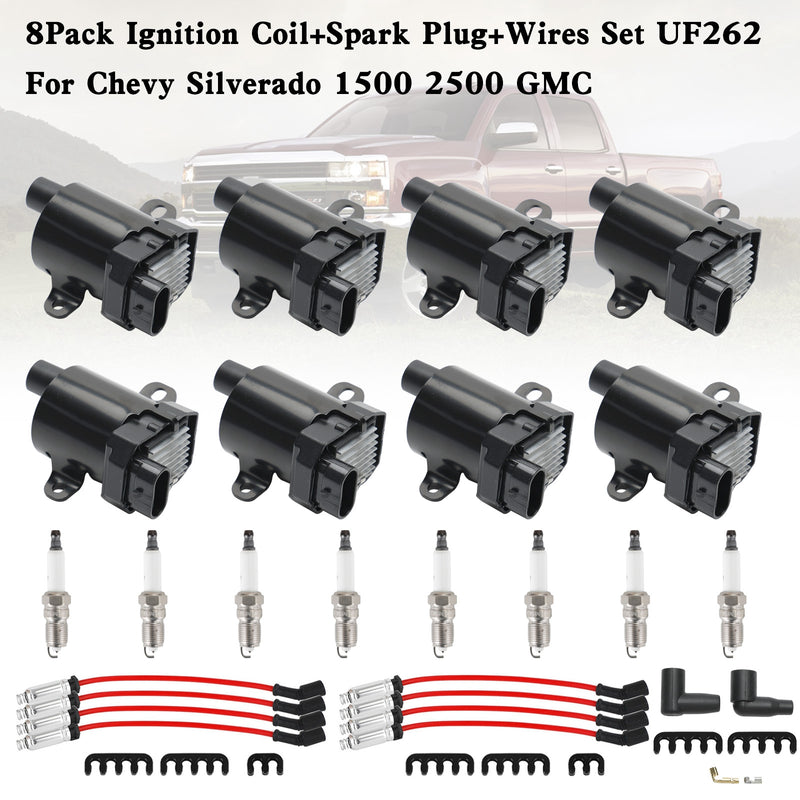 2002-2006 Cadillac Escalade Chevrolet Avalanche 1500 Tahoe 8Pack Ignition Coil+Spark Plug+Wires Set UF262