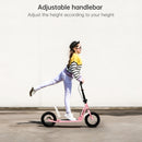 Shock-Absorbing Foldable Commuter Kick Scooter With 12" Large Smooth Rolling Rubber Air Tires Pink/Green/White/Black