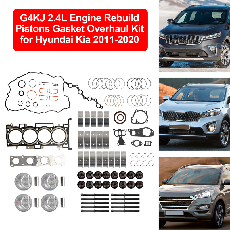 2014-2019 Kia Sportage Hyundai Tucson 4-Door 2.4L G4KJ 2.4L Engine Rebuild Pistons Gasket Overhaul Kit