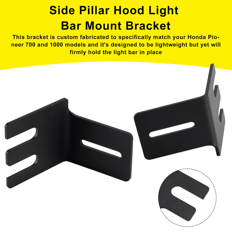 Side Pillar Hood Light Bar Mount Bracket For Honda Pioneer 700 1000 2014+