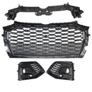 Front Bumper Grille Honeycomb Grill & Fog Light Cover Fit Audi Q5 2021-2025