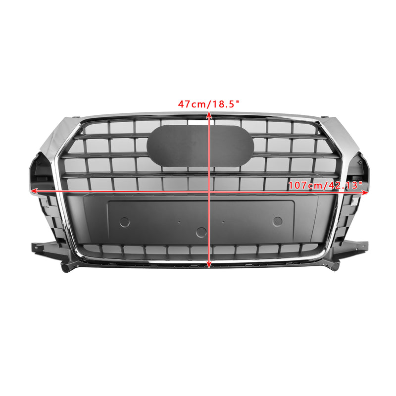 Chrome Front Bumper Grill Grille 8U0853653M Fit Audi Q3 8U 2016-2018 Facelift