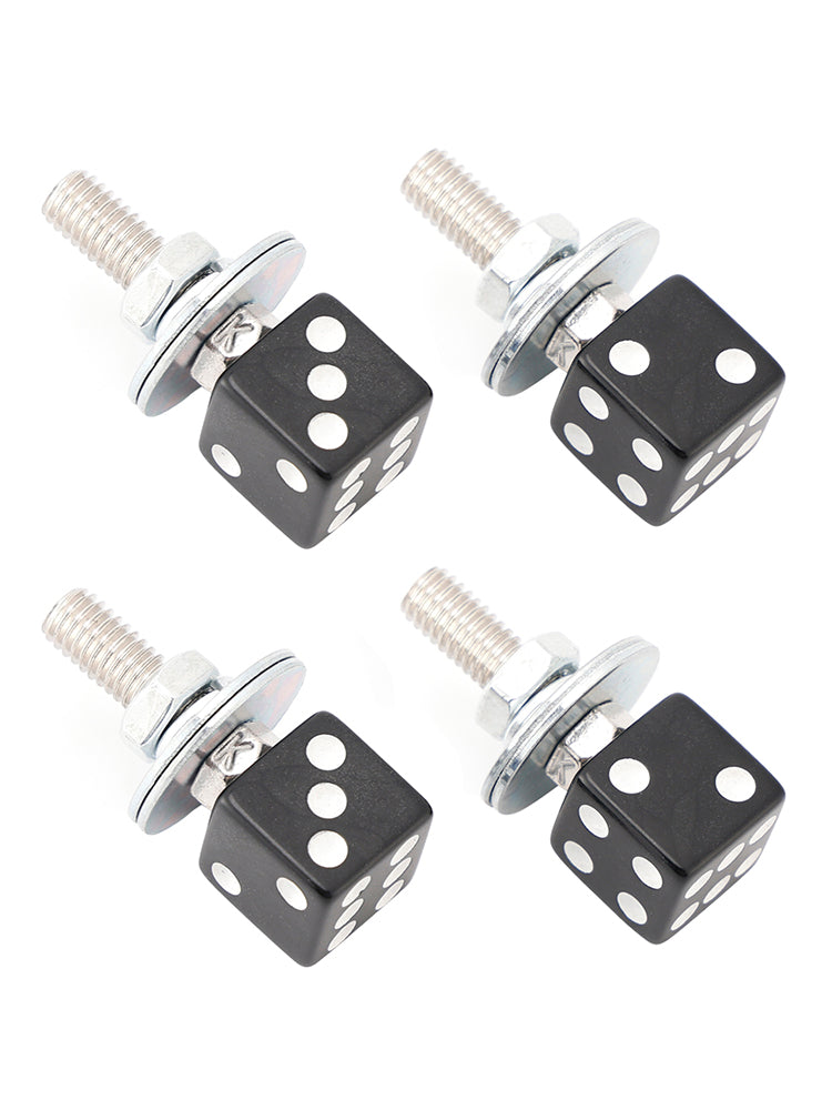 2x Custom DICE License Plate Bolt Screw Black Plastic Motorcycle Chopper Bobber