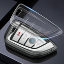 Aluminum Alloy TPU Black Car Key Case Cover With Buckle For BMW x3 x1 x5