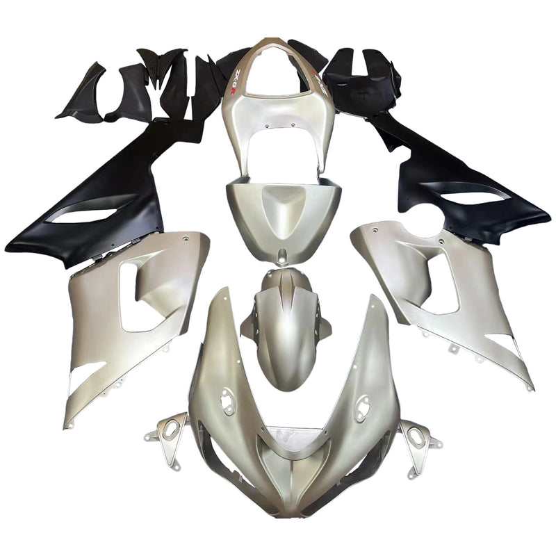 Fairings 2005-2006 Kawasaki ZX6R 636 Matte Silver & Black Ninja  Generic