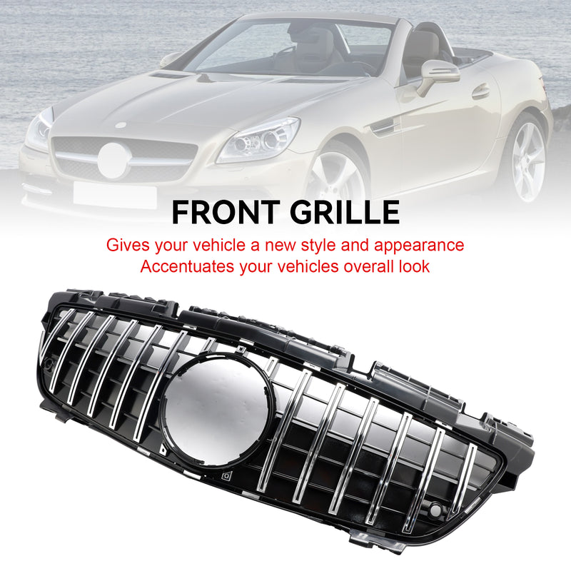 Chrome Front Radiator Grill Grille Fit Mercedes SLK-Class R172 SLK55 2011-2016