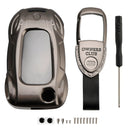 VW Polo Skoda Leather Alloy Zinc Car Key Gray Case Cover