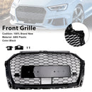 RS3 Style Honeycomb Front Grille Grill Fit Audi A3 S3 2017-2019 W/ACC Black