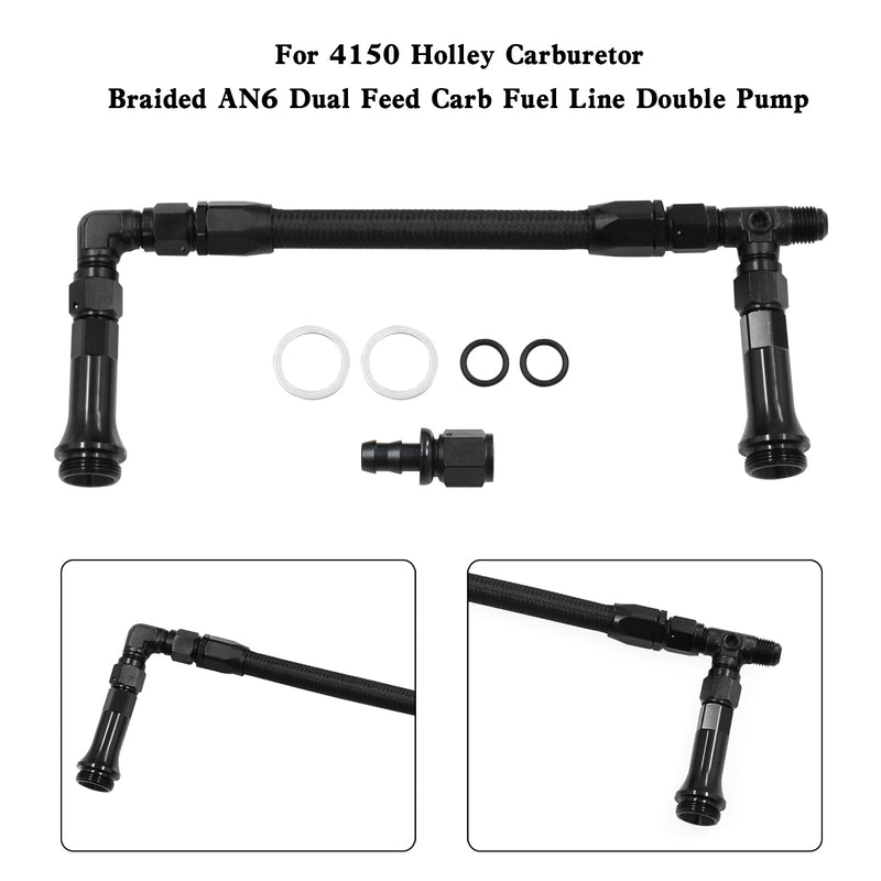 Braided AN6 Dual Feed Carb Fuel Line Double Pump For 4150 Holley Carburetor
