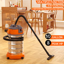 Wet Dry Blow Three Uses 10 Gallon 3200w 8 Peak Hp Stainless Steel Shop Vac Vacuum Cleaner Garage Portable Car Detailing For House Garage Workshop Car