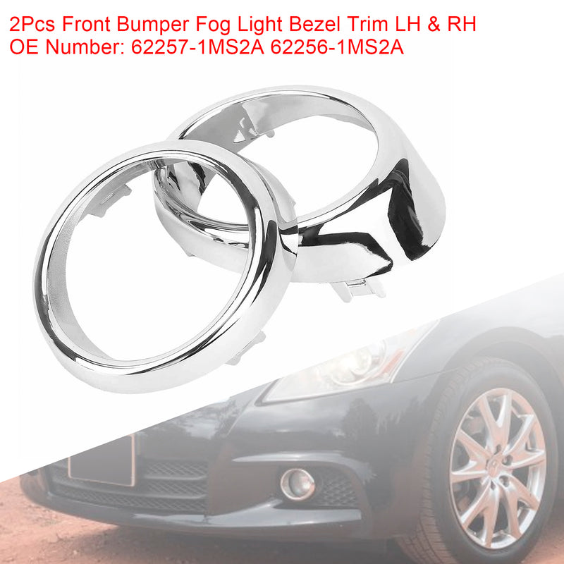 2Pcs Front Bumper Fog Light Bezel Trim LH & RH For Infiniti G25 G37 M56 M37
