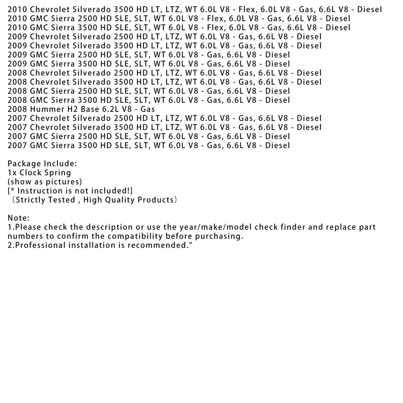 Clock Spring 25966966 For GM SILVERADO SIERRA 2500HD 3500HD