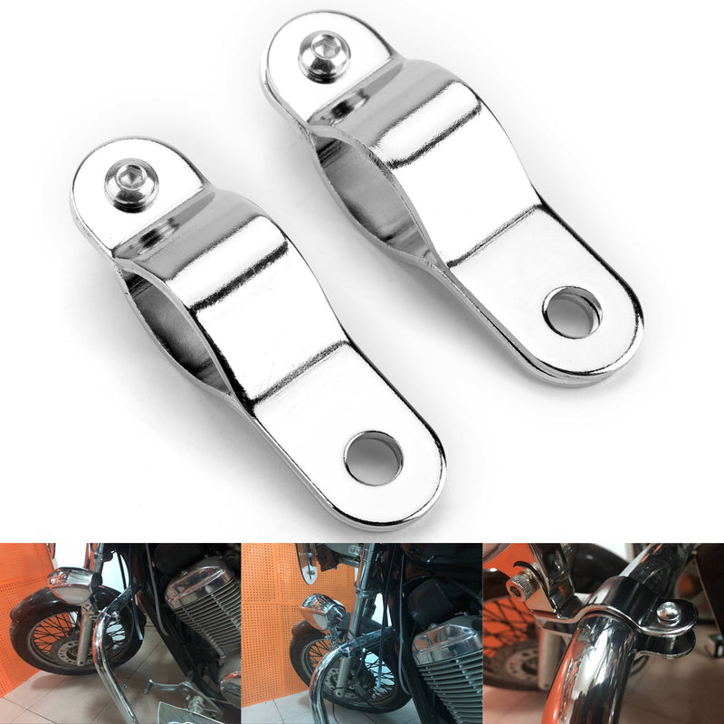 30-35mm Chrome Adjustable Motorcycle Bull Bar Light Foglight Mount Bracket Clamp