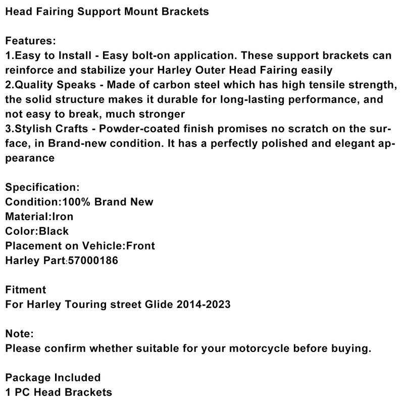 57000186 Head Fairing Mount Brackets For Touring street Glide 2014-2023