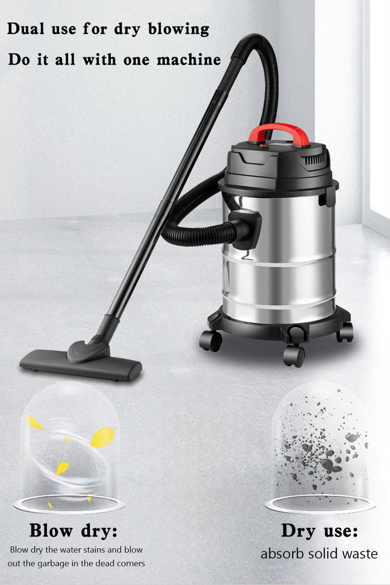 5 Gallon Steel Stainless Wet/Dry Canister Vac Shop Vacuum Cleaner 1800W