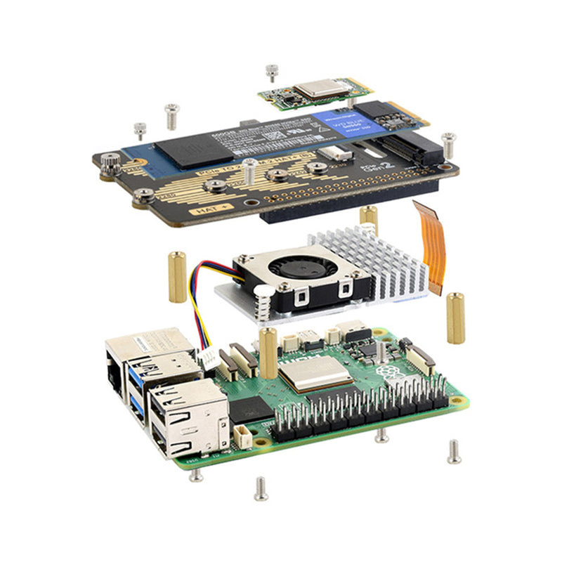 Raspberry Pi 5 PCIe Dual Channel Rotary Board Nvme Protocol Dual M.2 Hard Disk