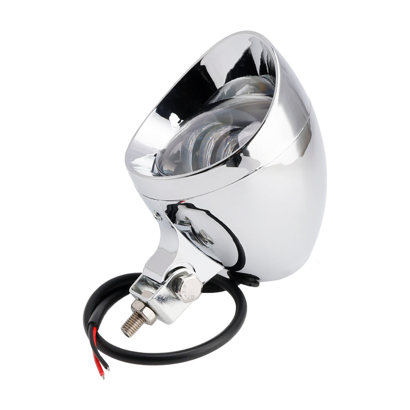 Motorcycle Beam Headlight Fog Lamp Custom Chrome Fits For Racer Bobber Chopper