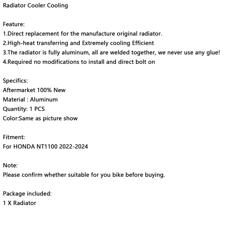 Radiator Cooling Engine Cooler For HONDA NT1100 2022-2024