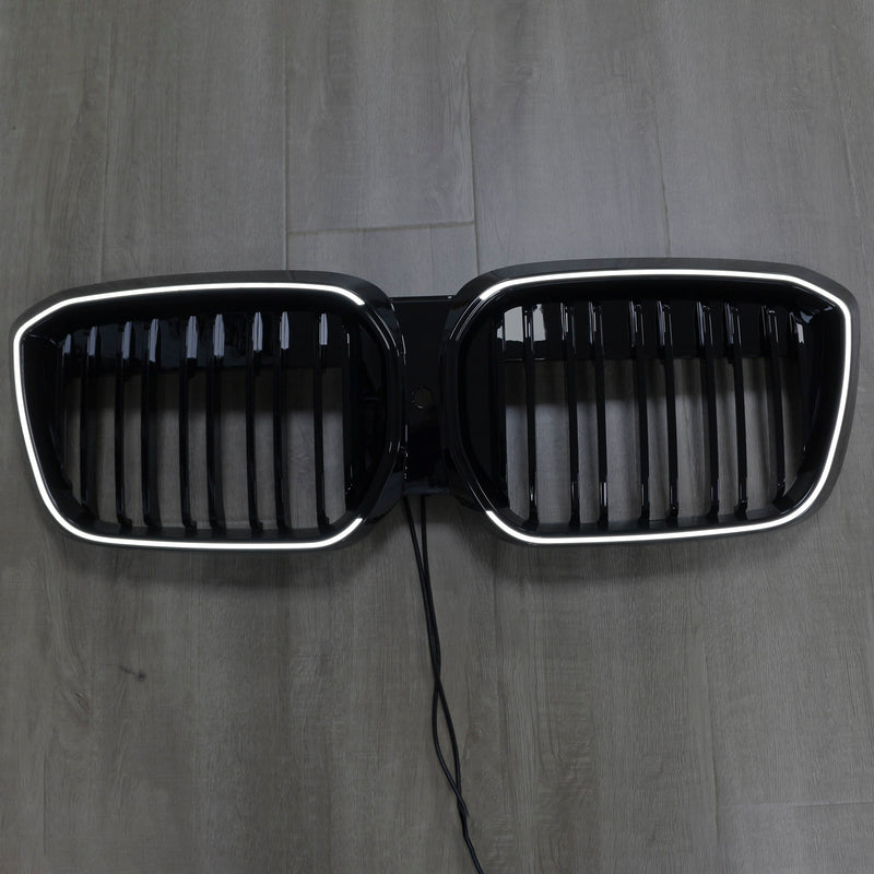 Double Slat Gloss Black Front Kidney Grill Grille Fit BMW IX3 G08 LCI 2022-2024