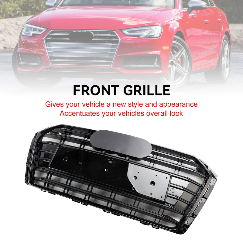 S4 Style Bumper Mesh Hex Grille Grill Fit Audi A4/S4 B9 2017-2018 Black