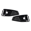 Black Front Fog Light Grille Trim Cover Fit Audi A4 B9 S-LINE S4 2018-2020