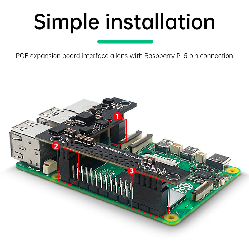 Raspberry Pi5 Dedicated POE Expansion Board 5V 4.5A Isolated Module Heat Sink